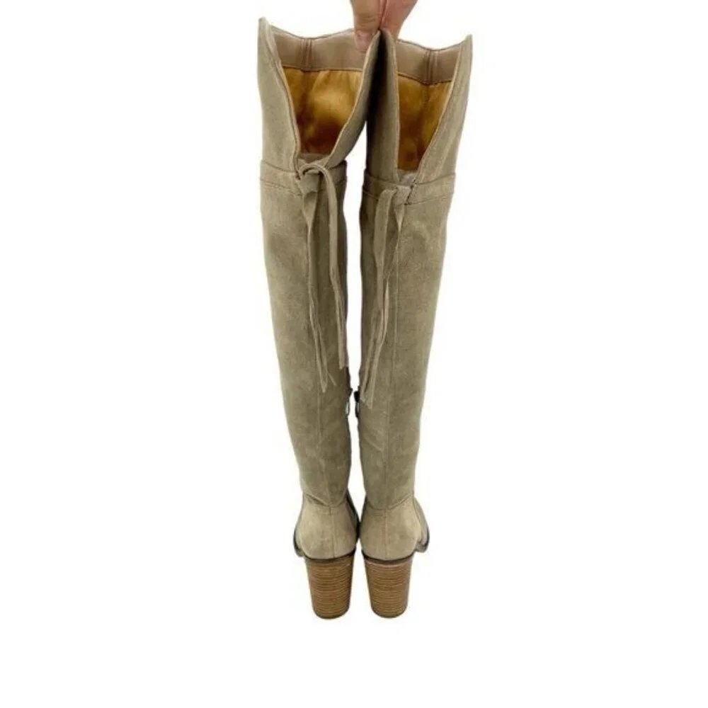 FRANCO SARTO Tan Suede Leather Over the Knee Boots Tassel NEW SZ 7.5